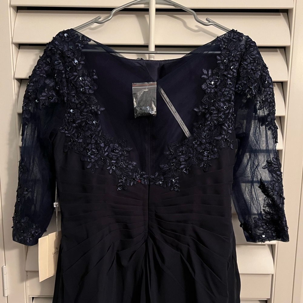Sophisticated Long Sleeve Navy Dress - Picture 5 of 8